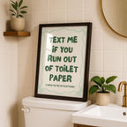 Text Me If You Run Out Of Toilet Paper Print, Funny Bathroom Wall Art, Green Typography Poster, Trendy Bathroom Decor, Minimal Quote Sign