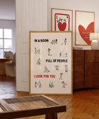 In A Room Full Of People I Look For You Print, Romantic Wall Art, Minimalist Love Quote Poster, Couple Gift, Trendy Mini People Love Print