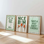 Funny Bathroom Wall Art Set, Goose Bathroom Decor, Green Bathroom Prints, Farmhouse Bathroom Wall Decor, Humorous Toilet Wall Art Set