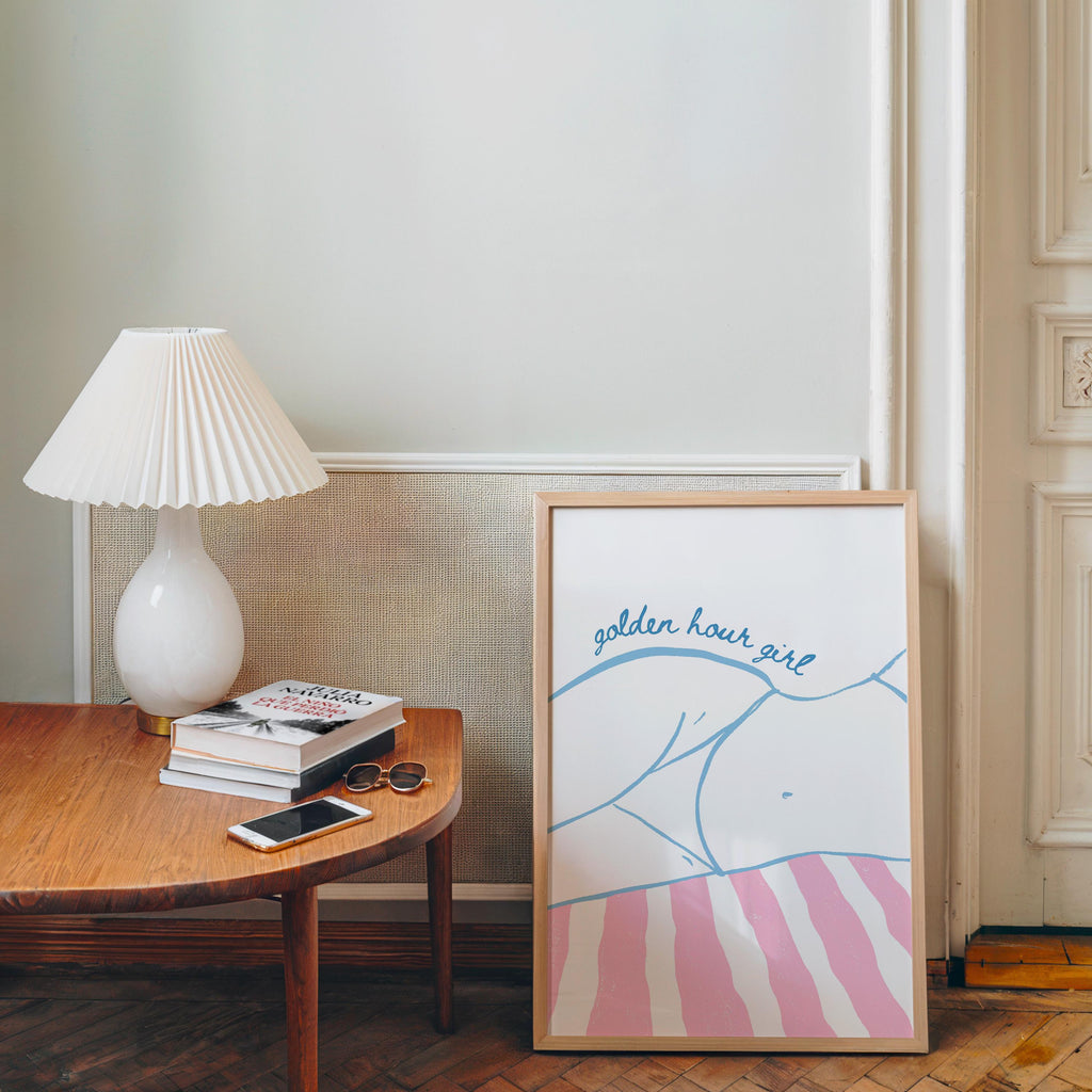 Coastal Beach Wall Art Set of 6, Pink Blue Beach Gallery Wall, Meet Me At The Beach Print Set, Lobster Shell Coastal Decor, Preppy Summer