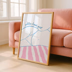 Golden Hour Girl Beach Print, Coastal Summer Wall Art, Preppy Beach Poster, Pink Blue Beach Decor, Minimal Coastal Aesthetic Wall Art