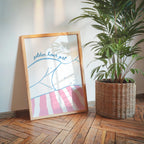 Golden Hour Girl Beach Print, Coastal Summer Wall Art, Preppy Beach Poster, Pink Blue Beach Decor, Minimal Coastal Aesthetic Wall Art