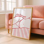 Golden Hour Girl Beach Print, Preppy Coastal Wall Art, Red Pink Beach Poster, Summer Beach Girl Decor, Minimal Coastal Aesthetic Print