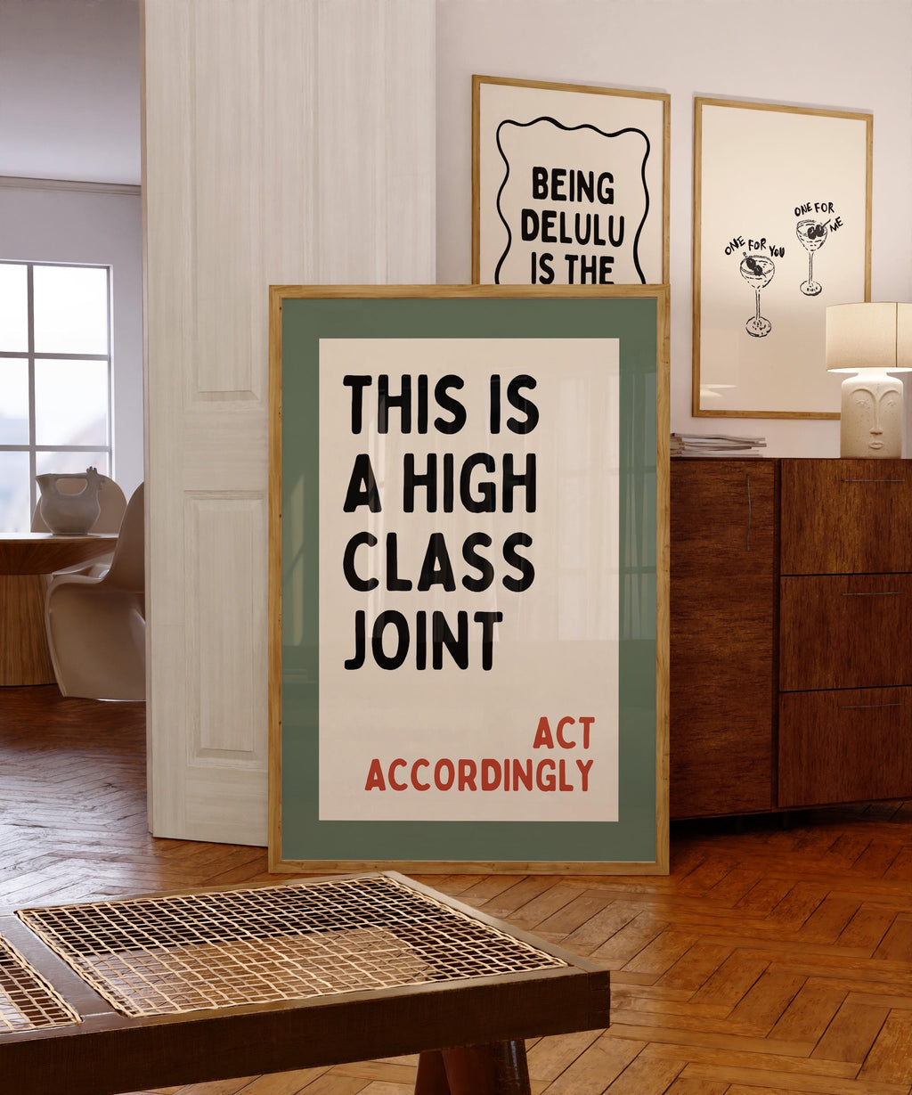 Retro Bar Cart Wall Art Set of 3, Vinyl Record Poster, This Is A High Class Joint Print, Funny Bar Sign, Music Lover Decor, Retro Typo Print