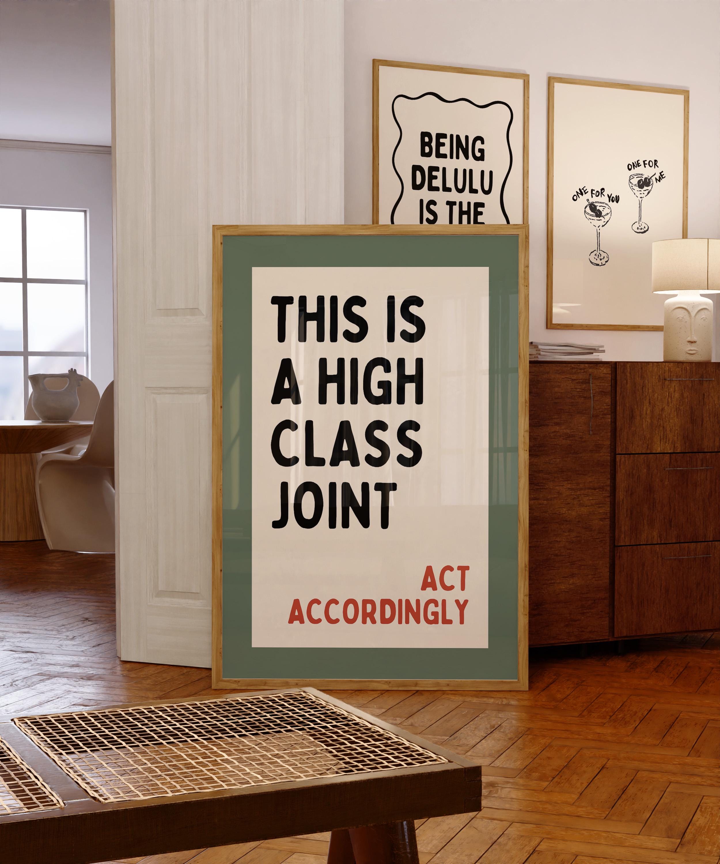Retro Bar Cart Wall Art Set of 3, Vinyl Record Poster, This Is A High Class Joint Print, Funny Bar Sign, Music Lover Decor, Retro Typo Print
