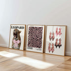 Pink Leopard Gallery Wall Set, Coquette Leopard Print, Chic Fashion Wall Art, Girly Pink Decor, Leopard Poster Set, Trendy Maximalist Print
