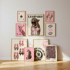 Pink Leopard Gallery Wall Set, Coquette Leopard Print, Chic Fashion Wall Art, Girly Pink Decor, Leopard Poster Set, Trendy Maximalist Print