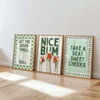 Funny Bathroom Wall Art Set, Goose Bathroom Decor, Green Bathroom Prints, Farmhouse Bathroom Wall Decor, Humorous Toilet Wall Art Set
