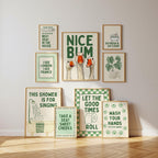 Funny Bathroom Wall Art Set, Goose Bathroom Decor, Green Bathroom Prints, Farmhouse Bathroom Wall Decor, Humorous Toilet Wall Art Set
