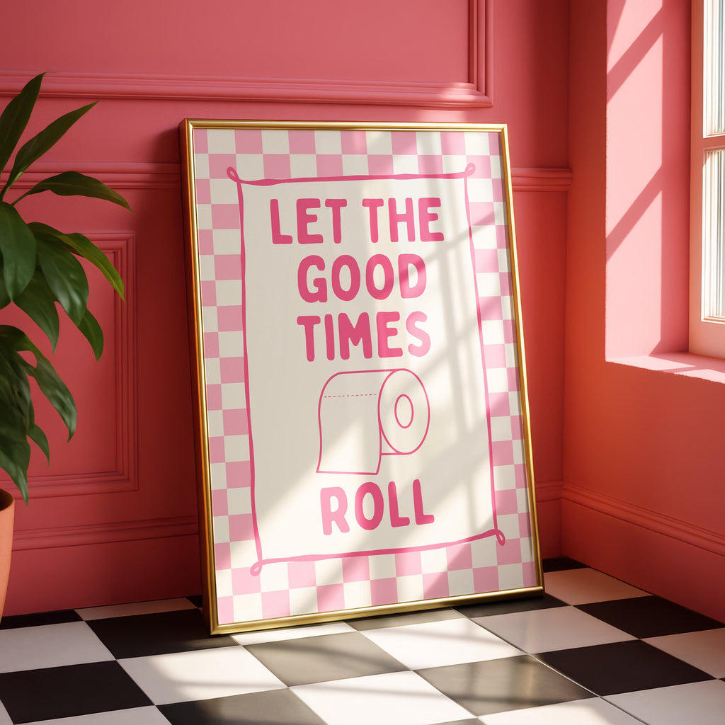 Funny Bathroom Wall Art Set, Pink Bathroom Decor Prints, Cute Goose Bathroom Poster, Funny Toilet Sign, Retro Bathroom Gallery Wall Bundle