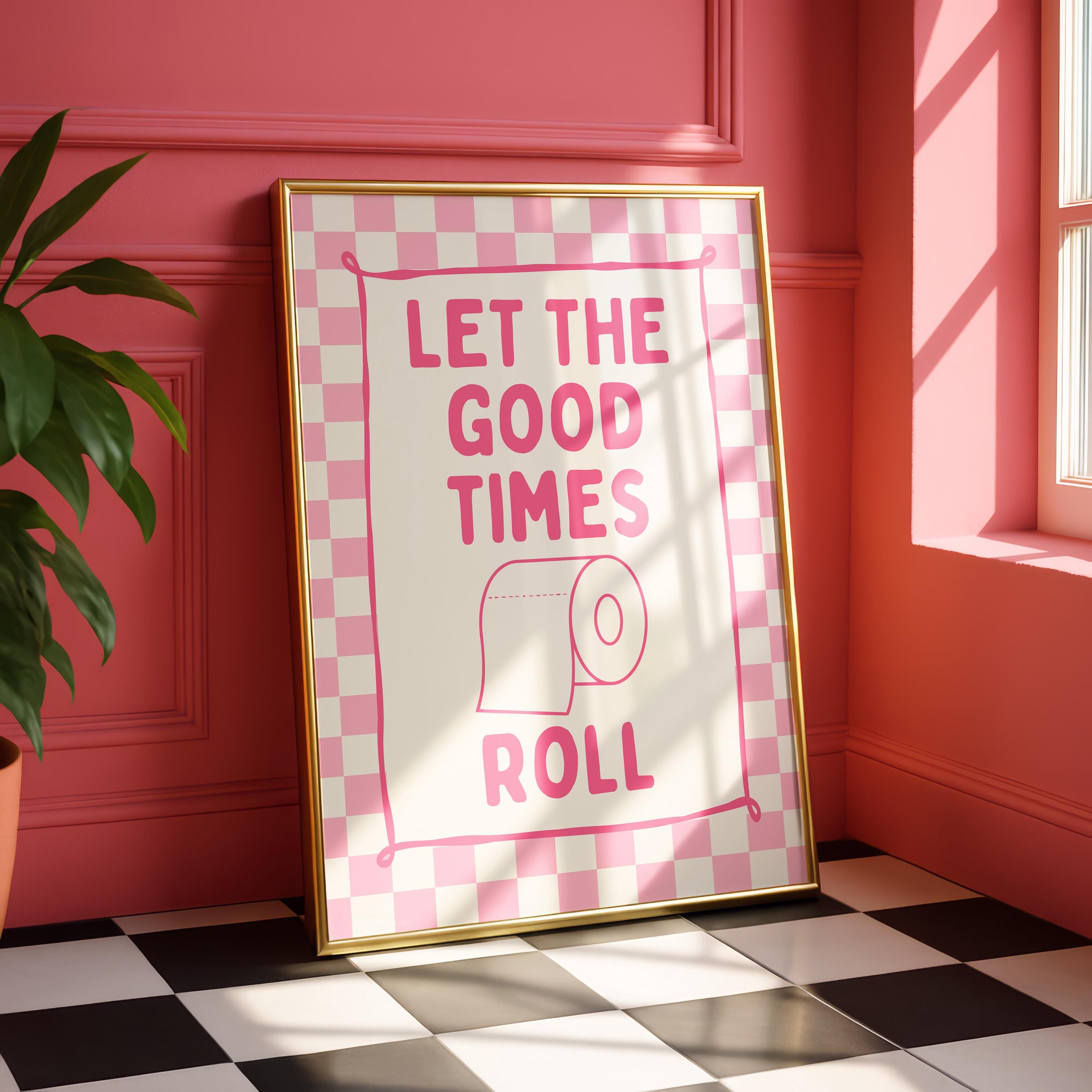 Funny Bathroom Wall Art Set, Pink Bathroom Decor Prints, Cute Goose Bathroom Poster, Funny Toilet Sign, Retro Bathroom Gallery Wall Bundle