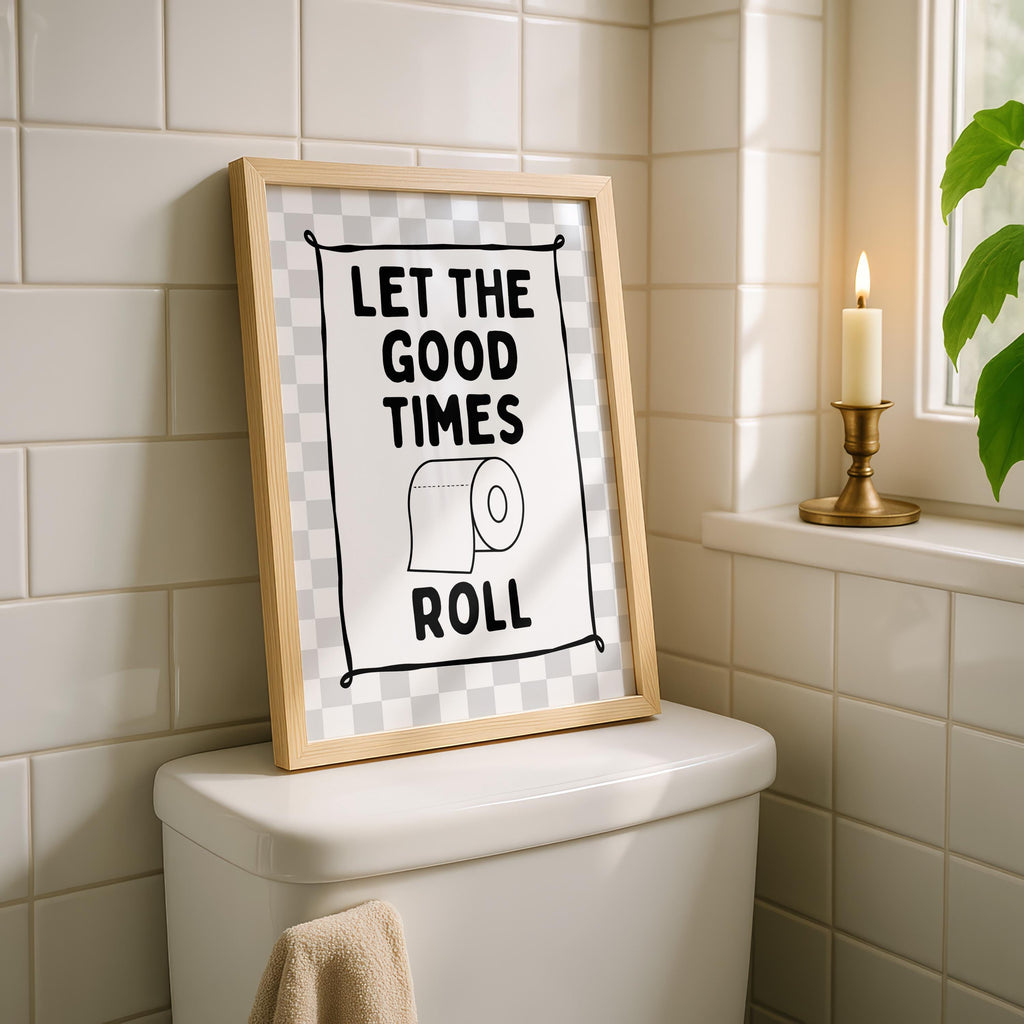 Funny Bathroom Wall Art Set, Black White Bathroom Gallery Wall Prints, Nice Bum Goose Poster, Funny Toilet Signs, Black White Bathroom Decor