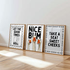 Funny Bathroom Wall Art Set, Black White Bathroom Gallery Wall Prints, Nice Bum Goose Poster, Funny Toilet Signs, Black White Bathroom Decor