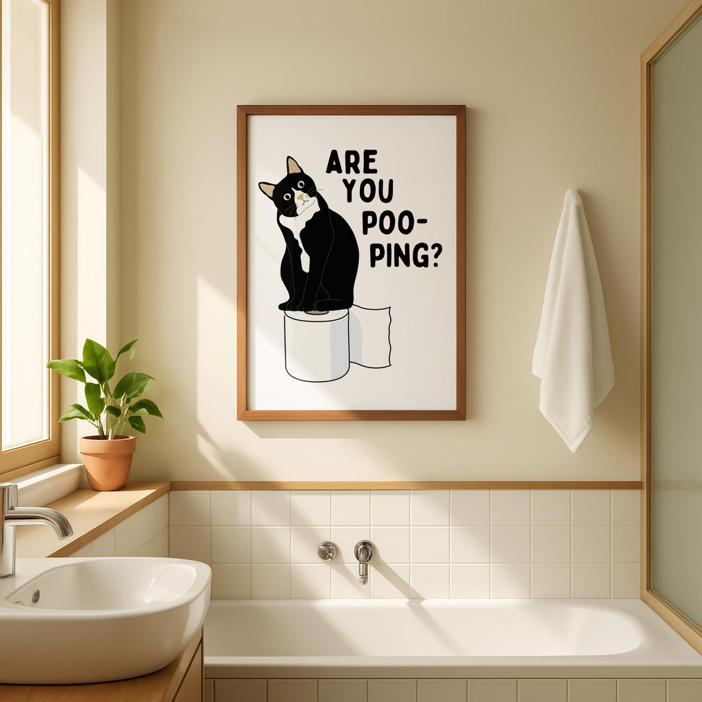 Funny Bathroom Wall Art Set, Black White Bathroom Gallery Wall Prints, Nice Bum Goose Poster, Funny Toilet Signs, Black White Bathroom Decor