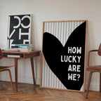 How Lucky Are We Print, Romantic Love Quote Wall Art, Minimal Scandinavian Heart Poster, Neutral Bedroom Decor, Couple Valentine Gift