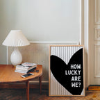 How Lucky Are We Print, Romantic Love Quote Wall Art, Minimal Scandinavian Heart Poster, Neutral Bedroom Decor, Couple Valentine Gift