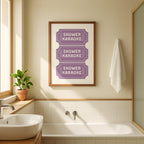 Purple Bathroom Wall Art Set of 6, Funny Bathroom Prints, Eclectic Bathroom Decor, Lavender Bathroom Posters, Guest Check Wall Art