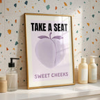 Purple Bathroom Wall Art Set of 6, Funny Bathroom Prints, Eclectic Bathroom Decor, Lavender Bathroom Posters, Guest Check Wall Art