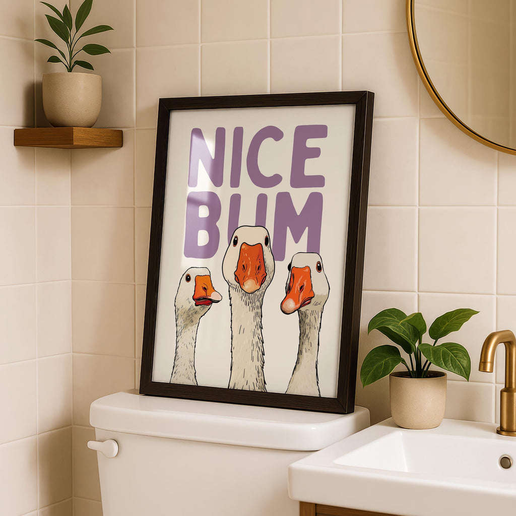 Purple Bathroom Wall Art Set of 6, Funny Bathroom Prints, Eclectic Bathroom Decor, Lavender Bathroom Posters, Guest Check Wall Art