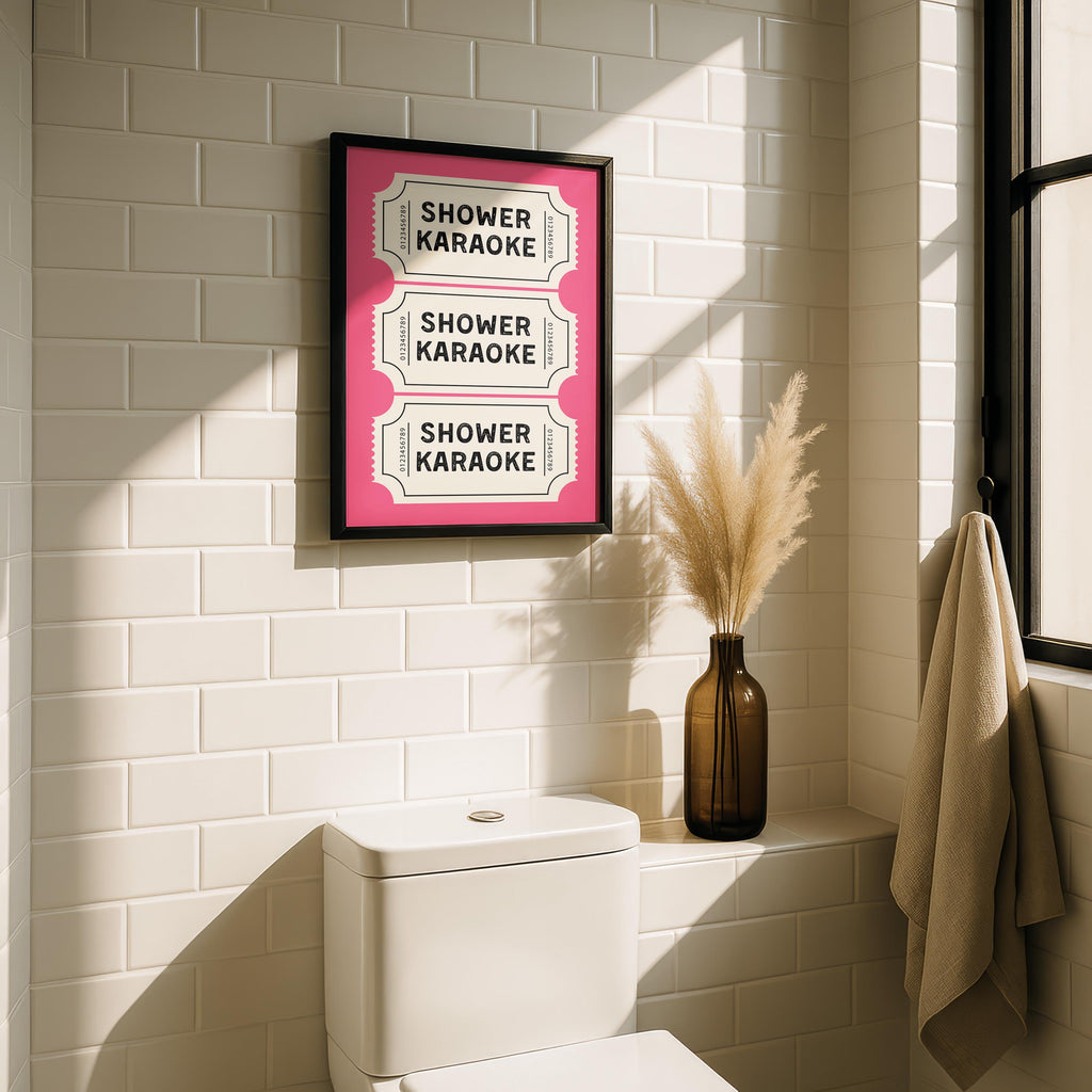 Pink Bathroom Wall Art Set of 6, Coquette Bathroom Decor, Funny Bathroom Prints, Girly Bathroom Posters, Hot Pink Bathroom Wall Art