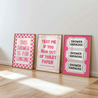 Pink Bathroom Wall Art Set of 6, Coquette Bathroom Decor, Funny Bathroom Prints, Girly Bathroom Posters, Hot Pink Bathroom Wall Art
