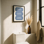 Blue Bathroom Wall Art Set of 6, Funny Bathroom Prints, Coastal Bathroom Decor, Eclectic Bathroom Posters, Vintage Bathroom Art, Goose Print