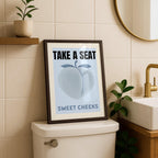 Blue Bathroom Wall Art Set of 6, Funny Bathroom Prints, Coastal Bathroom Decor, Eclectic Bathroom Posters, Vintage Bathroom Art, Goose Print