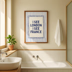 Navy Bathroom Wall Art Set of 9, Funny Bathroom Decor Prints, Eclectic Bathroom Gallery Wall, Goose Bathroom Poster, Vintage Bathroom Art