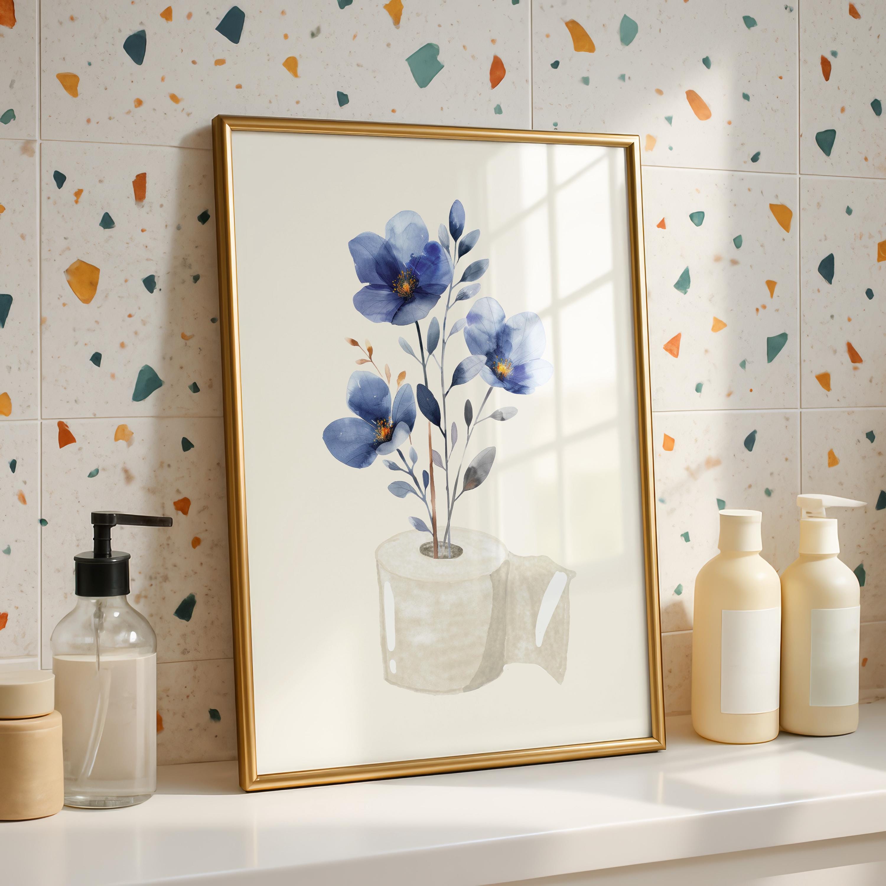Navy Bathroom Wall Art Set of 9, Funny Bathroom Decor Prints, Eclectic Bathroom Gallery Wall, Goose Bathroom Poster, Vintage Bathroom Art