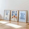 Blue Bathroom Wall Art Set of 3, Funny Goose Bathroom Prints, Coastal Bathroom Decor, Quirky Bathroom Posters, Eclectic Bathroom Art