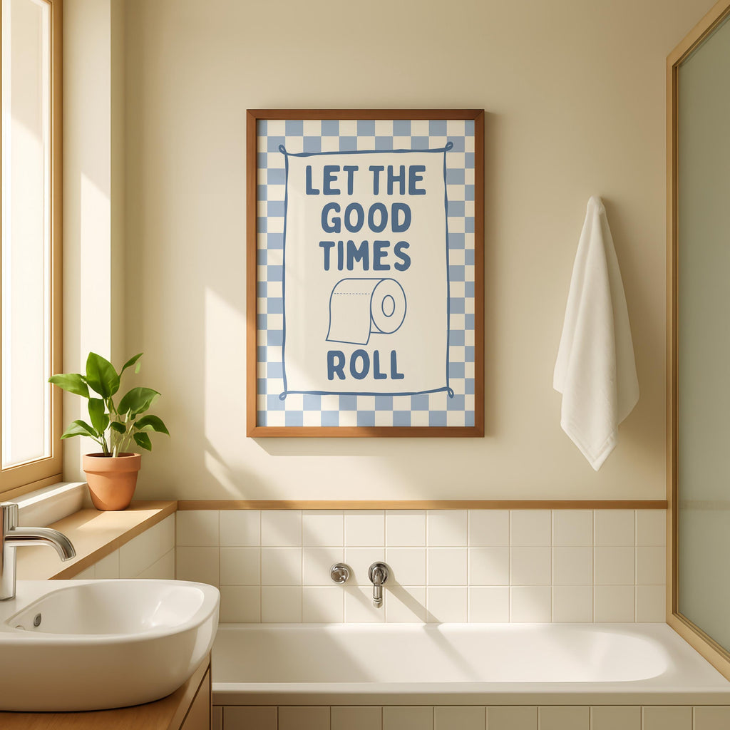 Blue Bathroom Wall Art Set of 3, Funny Goose Bathroom Prints, Coastal Bathroom Decor, Quirky Bathroom Posters, Eclectic Bathroom Art