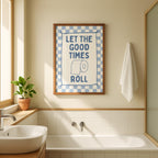 Blue Bathroom Wall Art Set of 3, Funny Goose Bathroom Prints, Coastal Bathroom Decor, Quirky Bathroom Posters, Eclectic Bathroom Art
