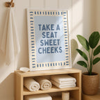 Blue Bathroom Wall Art Set of 3, Funny Goose Bathroom Prints, Coastal Bathroom Decor, Quirky Bathroom Posters, Eclectic Bathroom Art