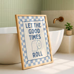 Blue Bathroom Wall Art Set of 3, Funny Goose Bathroom Prints, Coastal Bathroom Decor, Quirky Bathroom Posters, Eclectic Bathroom Art