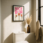 Pink Bathroom Wall Art Set of 3, Coquette Bathroom Decor, Funny Goose Bathroom Prints, Girly Bathroom Posters, Hot Pink Bathroom Art