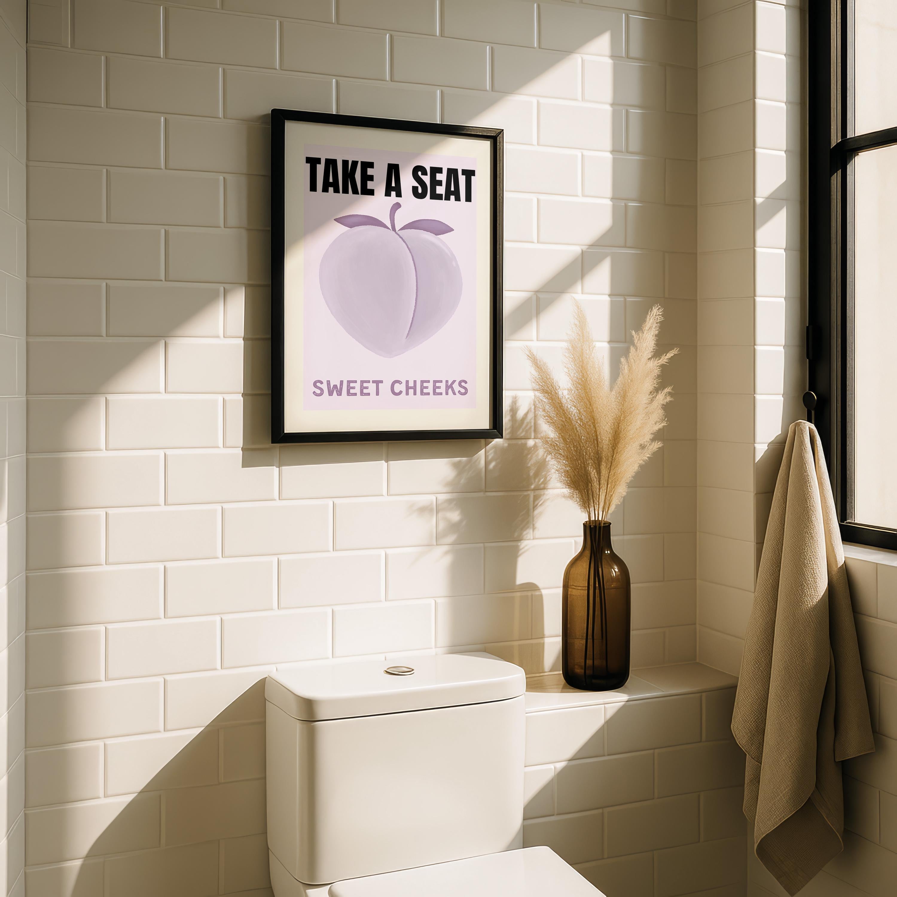 Purple Bathroom Wall Art Set of 6, Funny Bathroom Prints, Eclectic Bathroom Decor, Lavender Bathroom Posters, Guest Check Wall Art