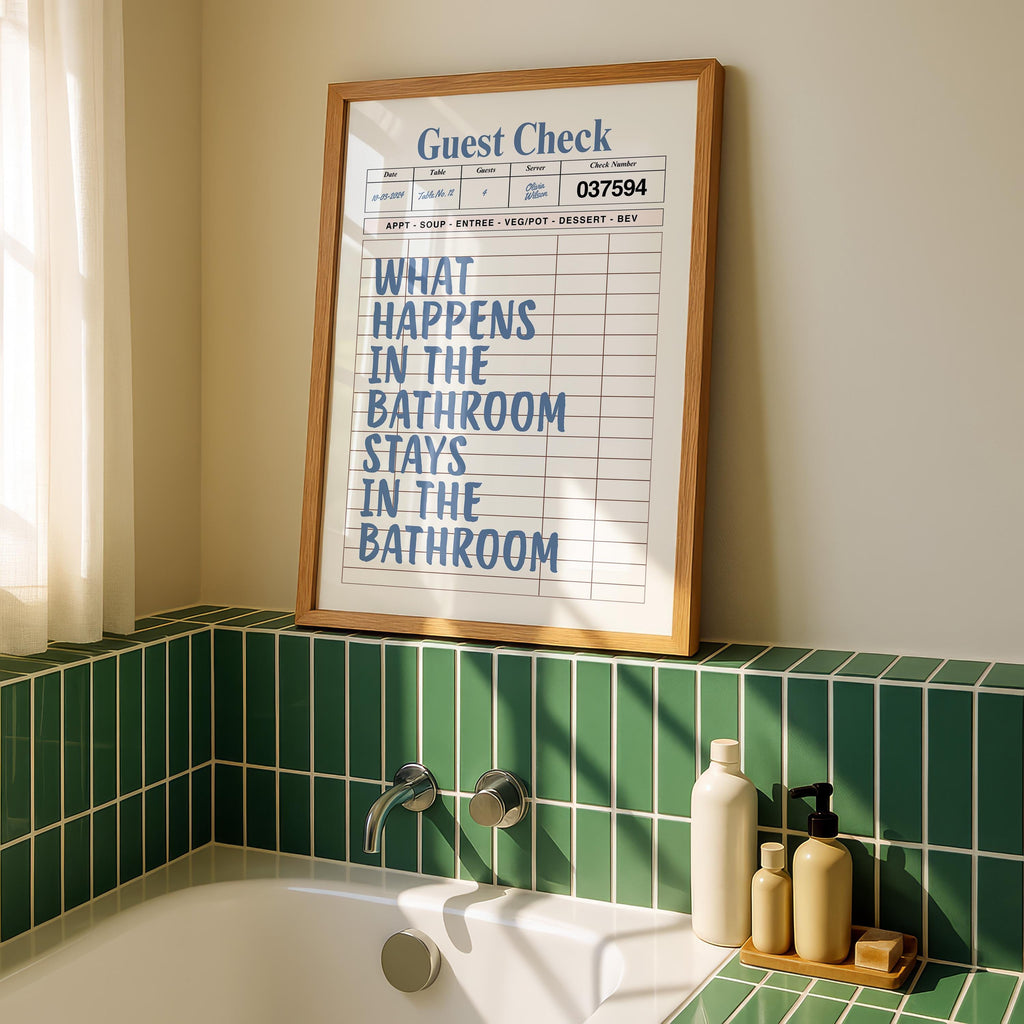 Blue Bathroom Wall Art Set of 6, Funny Bathroom Prints, Coastal Bathroom Decor, Eclectic Bathroom Posters, Vintage Bathroom Art, Goose Print