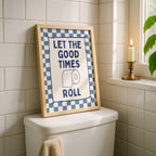 Navy Bathroom Wall Art Set of 9, Funny Bathroom Decor Prints, Eclectic Bathroom Gallery Wall, Goose Bathroom Poster, Vintage Bathroom Art
