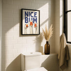 Navy Bathroom Wall Art Set of 9, Funny Bathroom Decor Prints, Eclectic Bathroom Gallery Wall, Goose Bathroom Poster, Vintage Bathroom Art