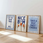 Navy Bathroom Wall Art Set of 9, Funny Bathroom Decor Prints, Eclectic Bathroom Gallery Wall, Goose Bathroom Poster, Vintage Bathroom Art