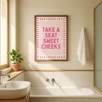 Pink Bathroom Wall Art Set of 3, Coquette Bathroom Decor, Funny Goose Bathroom Prints, Girly Bathroom Posters, Hot Pink Bathroom Art