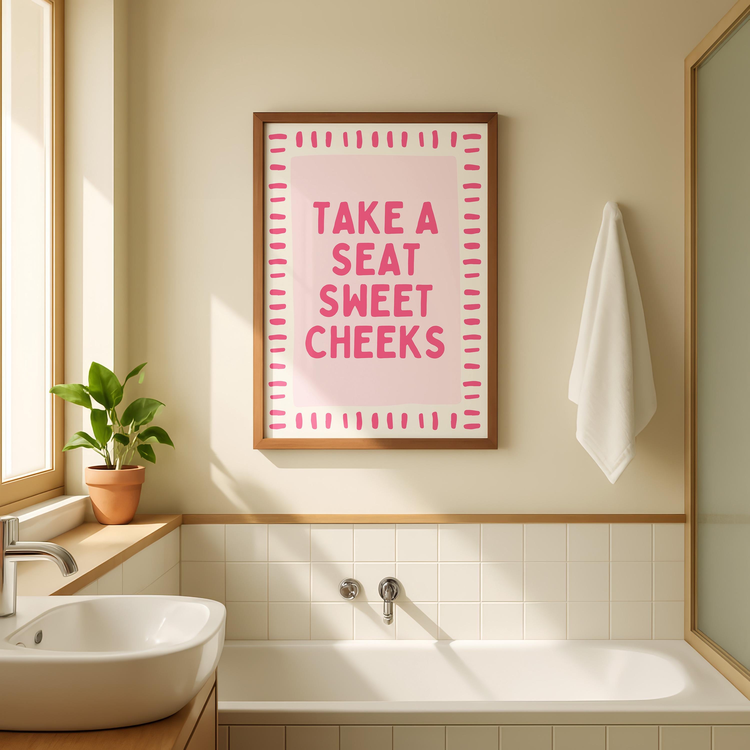 Pink Bathroom Wall Art Set of 3, Coquette Bathroom Decor, Funny Goose Bathroom Prints, Girly Bathroom Posters, Hot Pink Bathroom Art