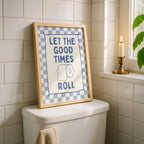 Blue Bathroom Wall Art Set of 6, Funny Coastal Bathroom Decor, Farmhouse Toilet Prints, Cute Guest Bathroom Poster Bundle, Trendy Prints