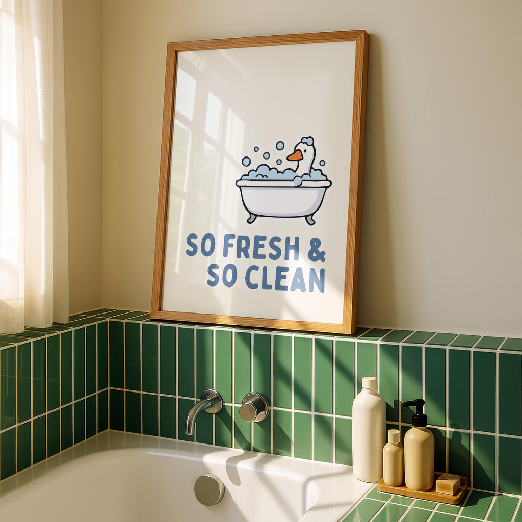 Blue Bathroom Wall Art Set of 6, Funny Coastal Bathroom Decor, Farmhouse Toilet Prints, Cute Guest Bathroom Poster Bundle, Trendy Prints