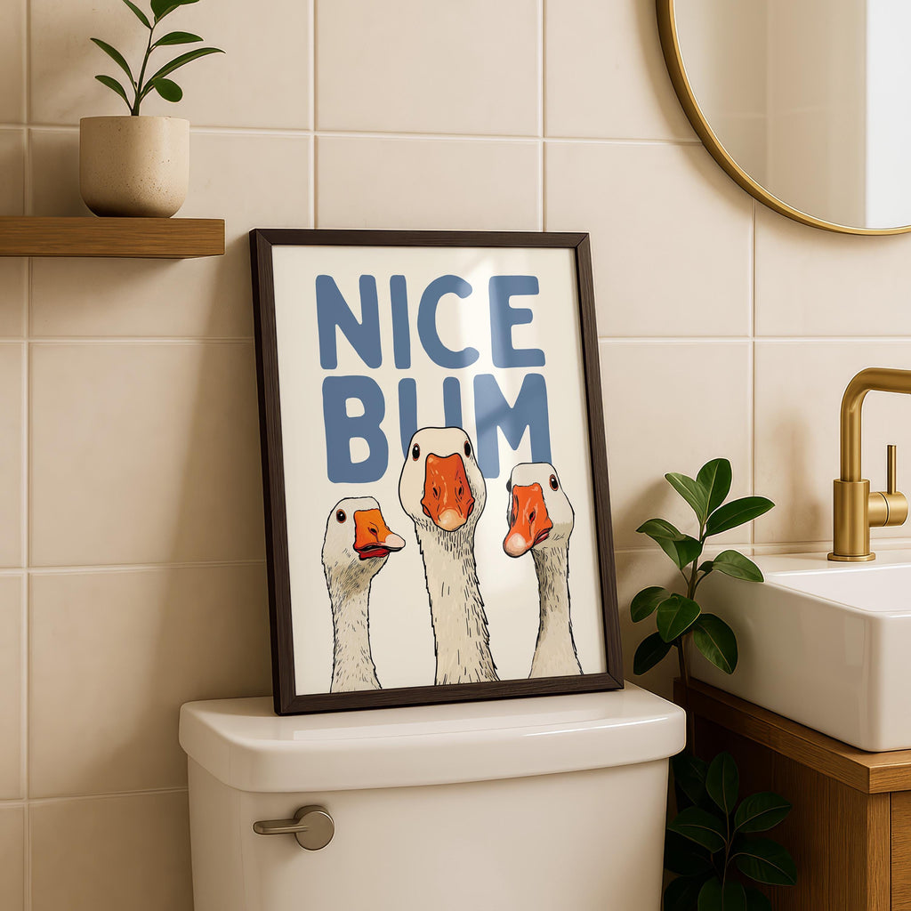 Blue Bathroom Wall Art Set of 6, Funny Coastal Bathroom Decor, Farmhouse Toilet Prints, Cute Guest Bathroom Poster Bundle, Trendy Prints