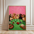 Sassy Cat Wine Night Wall Art, Funny Cat Painting Print, Coquette Cat Decor, Maximalist Pink Kitchen Art, Girls Night Poster, Trendy Print