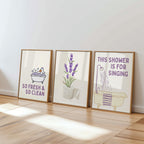 Funny Bathroom Wall Art Set of 6, Nice Bum Goose Print, Purple Bathroom Decor, Farmhouse Bathroom Signs, Lavender Printable Wall Art
