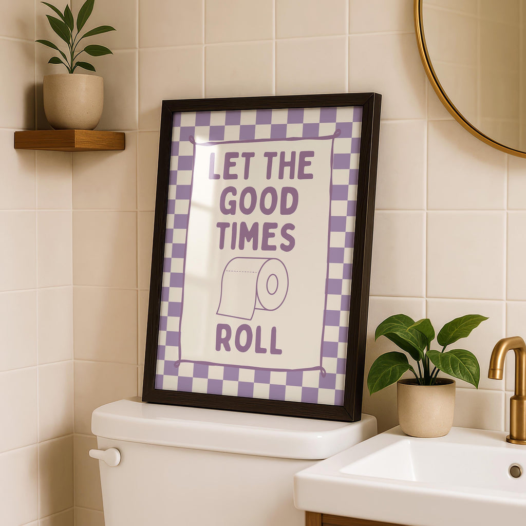 Funny Bathroom Wall Art Set of 6, Nice Bum Goose Print, Purple Bathroom Decor, Farmhouse Bathroom Signs, Lavender Printable Wall Art