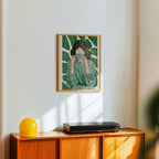 Green Botanical Wall Art, Modern Figurative Art Print, Abstract Woman Painting, Contemporary Portrait Poster, Maximalist Green Decor, Trendy