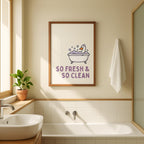 Funny Bathroom Wall Art Set of 6, Nice Bum Goose Print, Purple Bathroom Decor, Farmhouse Bathroom Signs, Lavender Printable Wall Art